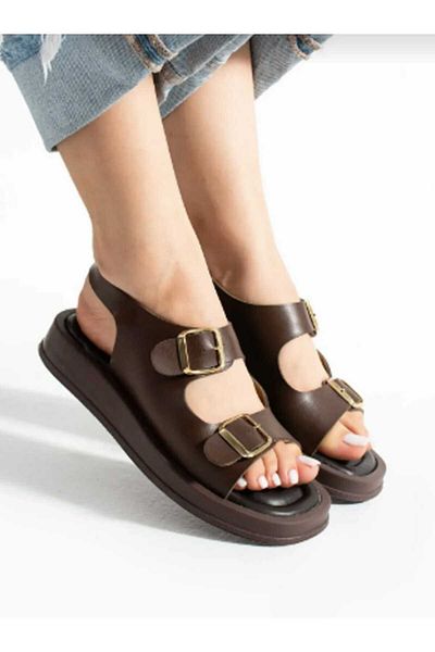 WEBORN Women's Daily Comfortable Sole Double Buckle Sandals Summer Lightweight High Sole Sea Pool Beach Slippers