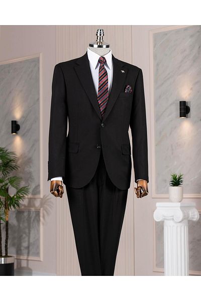 TerziAdemAltun Italian Style Slim Fit 4 Drop Jacket Pants Suit Black T14330