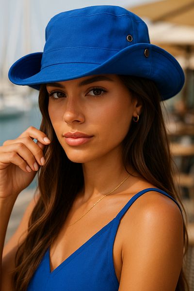LAGRANZE Women's Cowgirl Soft Linen Cowboy Hat Teal – Breathable Beach Model