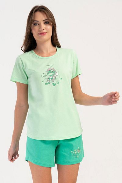 VİENETTA Cotton Women's Short Sleeve Shorts Pajamas Set, 408403