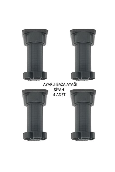 Adilon Ayarlanabilir Plastik Baza Ayağı 10-15 Cm, Siyah, Çok Amaçlı Dolap Aya...