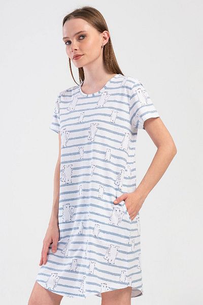 VİENETTA Cotton Women's Short Sleeve Nightgown, 408107