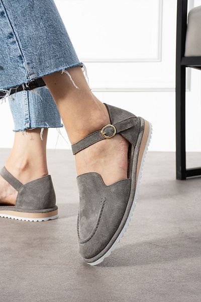 aayak&kabımofficial Genuine Suede Ultra Light Belt Detailed Buckle Women's Moccasin – Comfortable and Stylish Casual Shoes