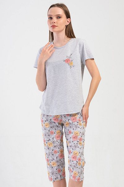 VİENETTA Women's Short Sleeve Capri Pajama Set, 409060