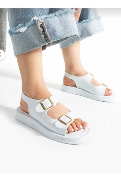 WEBORN Women's Daily Comfortable Sole Double Buckle Sandals Summer Lightweight High Sole Sea Pool Beach Slippers