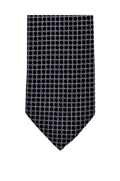 1001 Kravat Gray Square Patterned 8 cm Wide Black Tie
