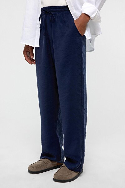 VAMOSCLO Baggy Fit Modal Kumaş Pantolon Lacivert
