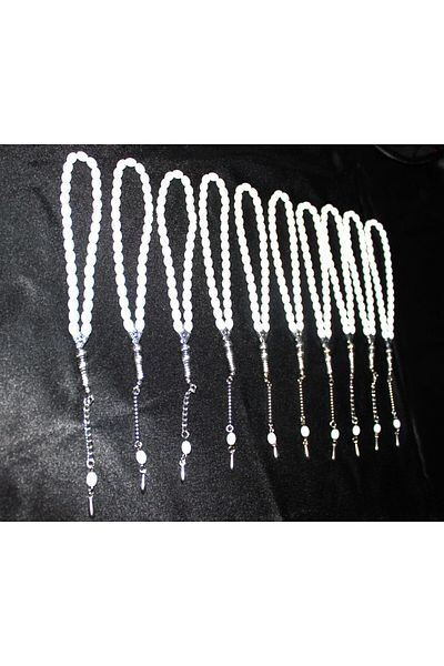 Lio20 Onyx Stone 10-Piece Glass Prayer Beads Set - Gift Accessory & Bujiteri & White