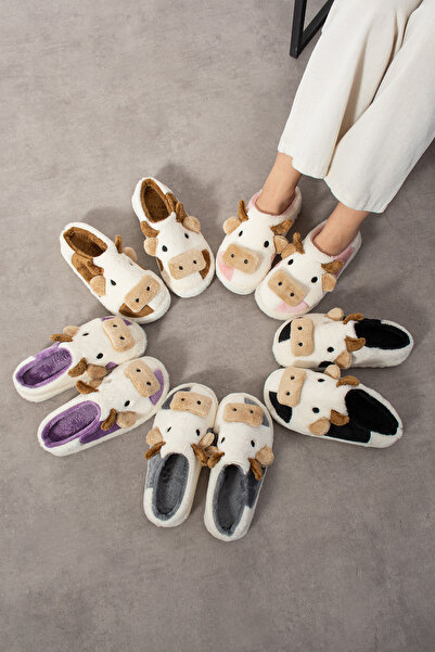 SWORD Κεντημένο με φιγούρα αγελάδας |   Χειμερινές Παντόφλες Unisex Σπίτι |   Αντιολισθητική βάση