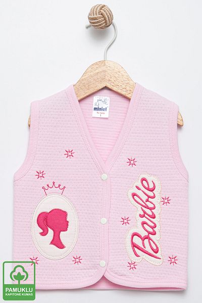 Miniel Baby Girl Brb Baby Embroidered Organic Cotton 6-18 Months Quilted Baby Vest