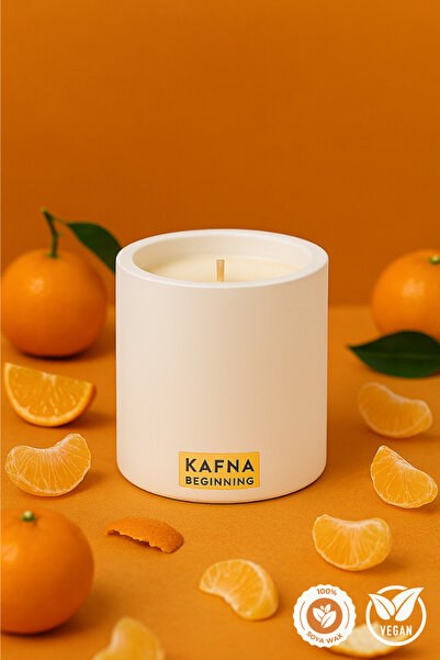 KAFNA Bodrum Mandalinası Kokulu Beton Mum – %100 Soya Wax, El Yapımı, Doğal V...