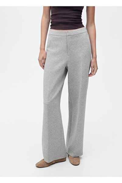 MANGO Woman Beli bağcıklı düz kesim pantolon