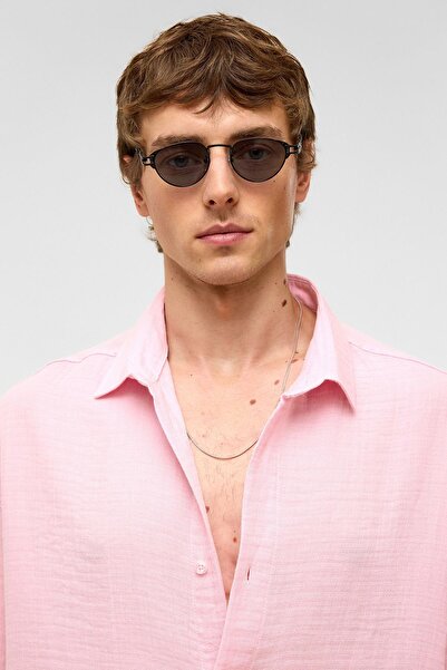 VAMOSCLO oversized Κοντομάνικο πουκάμισο από ύφασμα μουσελίνας ροζ