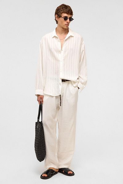 VAMOSCLO Oversize Long Sleeve Modal Fabric Shirt White