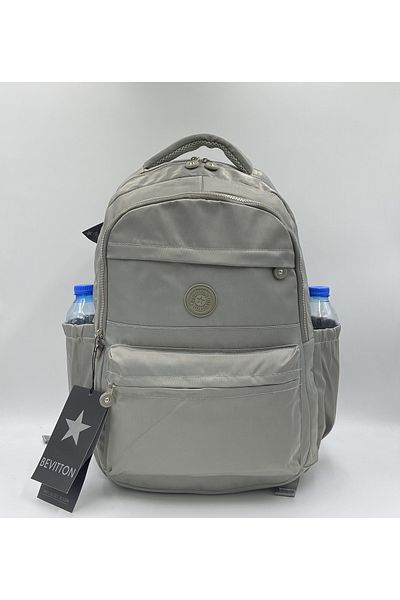 Harmela Water Resistant Fabric School Bag Unisex School Backpack 20289 Grey