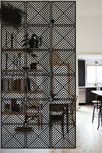 Lucena Ahşap Seperatör Sarkıt Panel Paravan Levha Seti 4 Adet Lazer Desen Seçenekli - 050