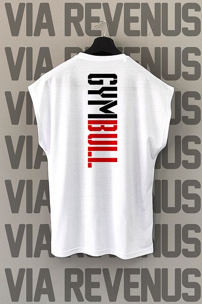 Vordevia Gym Bull Text Back Printed Zero Sleeve Crew Neck Sports Tshirt