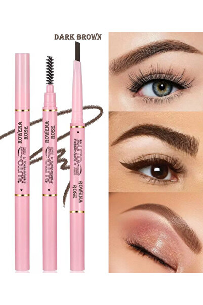 ROWENAROSE Çift Taraflı Kaş Kalemi Ve Kaş Fırçası Asansörlü Koyu Kahve