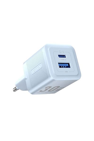 Vention GaN Charger, Type-C, USB, PD30W, Dual Fast Charging - (FEQL0-EU) - Blue