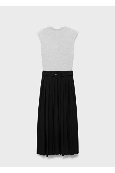 MANGO Woman Kontrast kemerli elbise