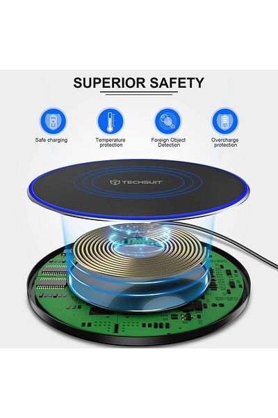 Techsuit Încărcător wireless 15w 3a - Premium (CHWR031) - Alb