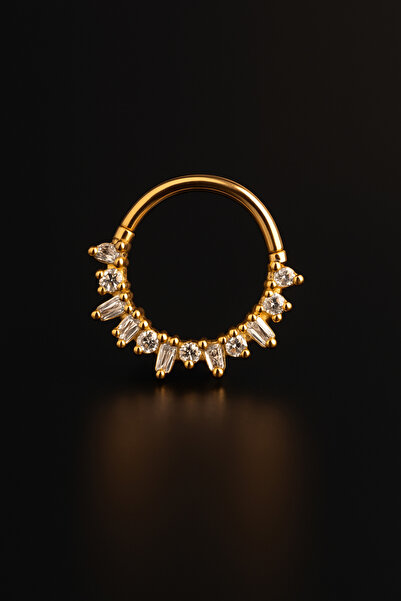 depozoom 316l Cerrahi Çelik Zirkon Taş Kilitli Halka Piercing