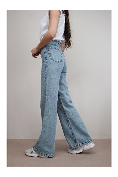 LİMABEL Aideen New Salaş Palazzo Jeans Yüksek Bel Likralı Kot Pantolon KarYıkama