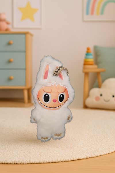 LABUBU Bunny Character Plush Toy - White Furry, 20 Cm, Cute Design