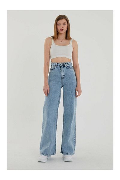 LİMABEL Denle Ikon Snow Wash Blue Casual Jeans Lycra Palazzo