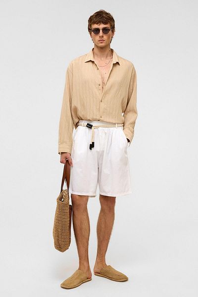 VAMOSCLO Oversize Long Sleeve Modal Fabric Shirt Stone