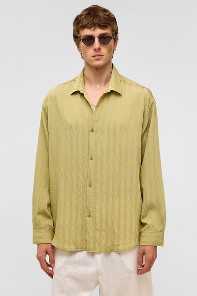 VAMOSCLO Oversize Long Sleeve Modal Fabric Shirt Green