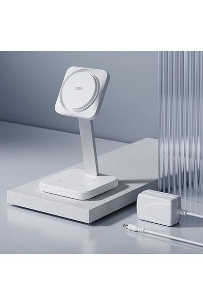 ESR IPhone MagSafe, AirPods Charging Station - CryoBoost HaloLock - Arctic White