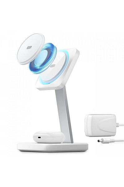 ESR IPhone MagSafe, AirPods Charging Station - CryoBoost HaloLock - Arctic White