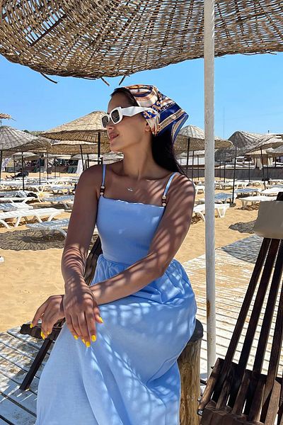Neşeli Butik Women Baby Blue Strap Back Detail Summer Dress Nbmy3796