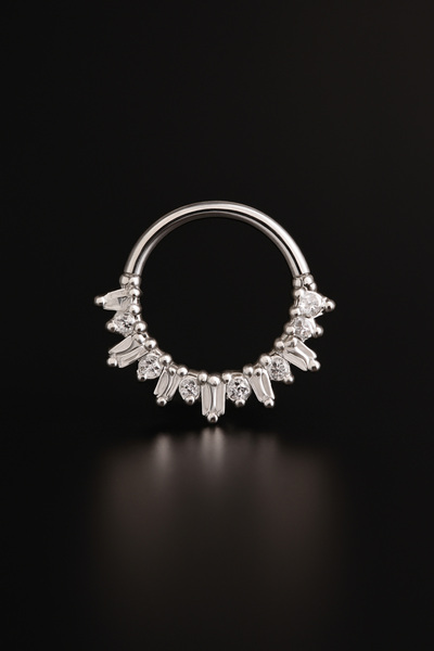 depozoom 316l Cerrahi Çelik Zirkon Taş Kilitli Halka Piercing