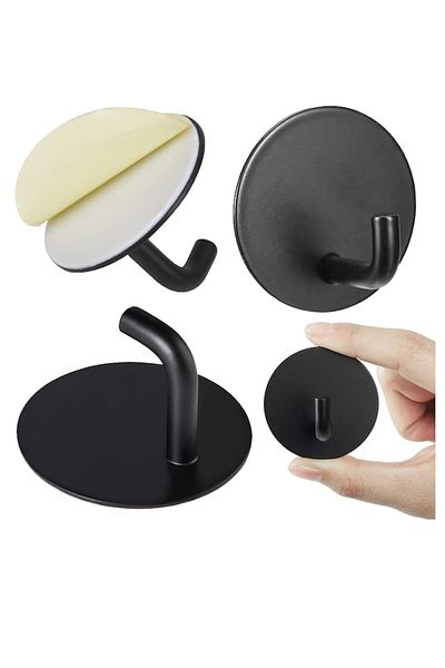 OEM Set of 6 self-adhesive towel holders, 45 x 25 mm, metal, black