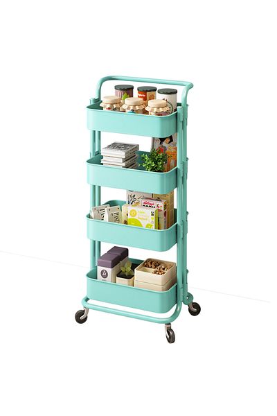 Türkiye 4 Tier Rolling Utility Cart Metal Multi-purpose Trolley Home Kitchen Storage Organizer Cart with Han