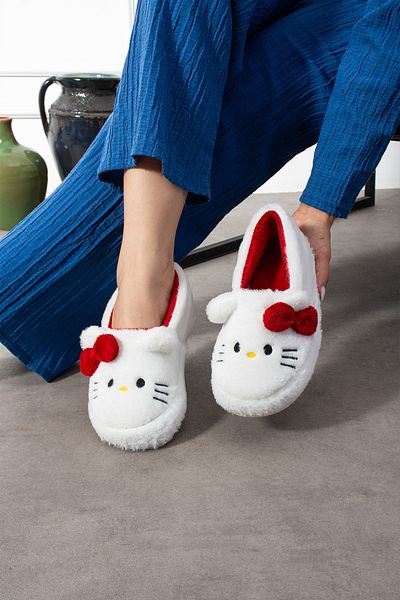 SWORD Hello Figured Ribbon Λεπτομερής |   Χειμερινές Unisex Παντόφλες Σπιτιού με Φιόγκο |   Αντιολισθητική βάση