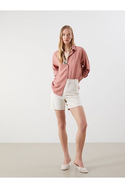 LC Waikiki Blugi Bej Bermuda Fit Pantaloni scurți de damă