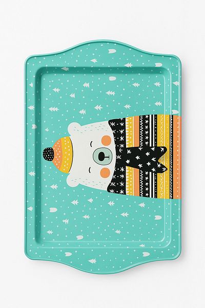 Bittox New Season Various Patterned Winter Themed Decorative Celebration Tray - Gift Metal Presentation Tray
