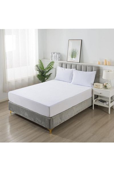 KBOX Waterproof Mattress and Pillow Protector 160x200 cm with Deep Skirt – Soft Cotton Fabric for Bed
