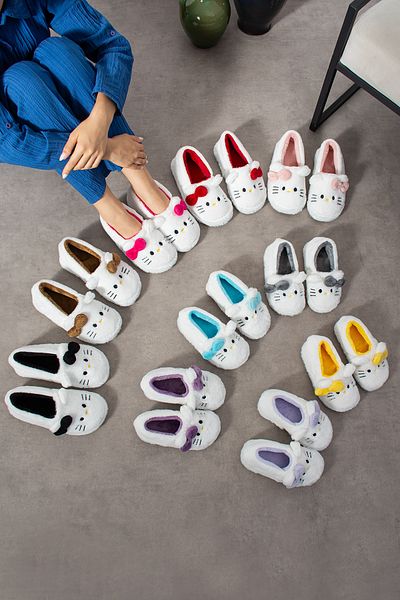 SWORD Hello Figured Ribbon Detail |   Bowknot Winter Unisex House Slippers |   Non-Slip Base