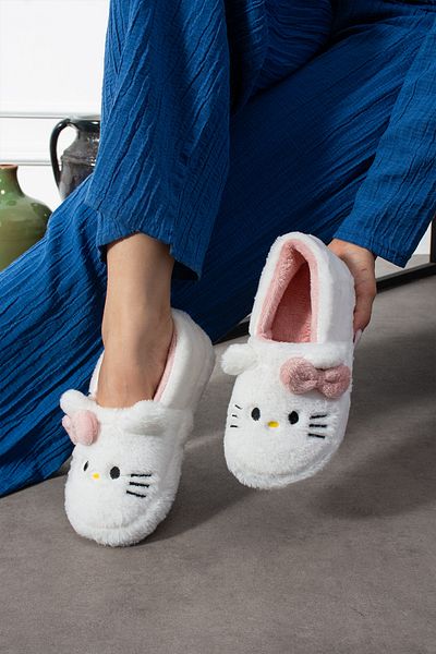 SWORD Hello Figured Ribbon Detail |   Bowknot Winter Unisex House Slippers |   Non-Slip Base