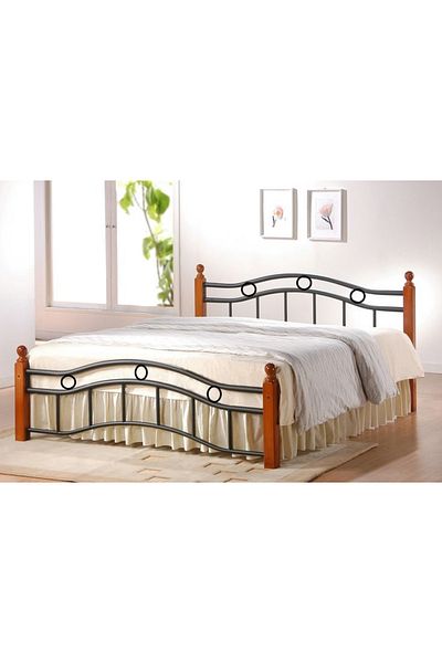 AWF AL WADI FURNITURE Stelt Wooden Steel Double Bed Multi Center Supports with Ortho Medical Mattress - 129 x 199 cm