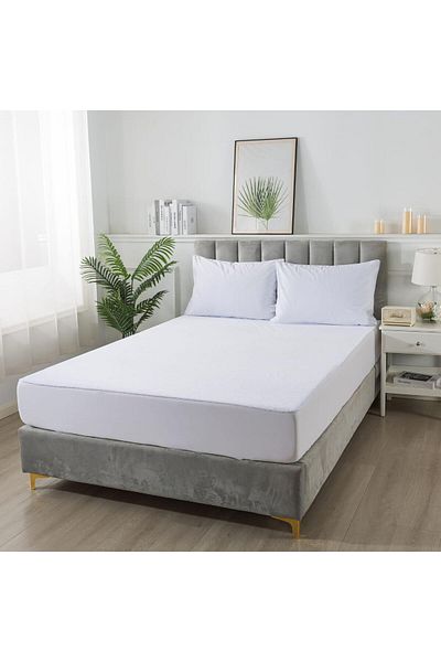KBOX Waterproof Mattress Protector 140x200 cm with 35 cm Deep Skirt – Soft, Silent, and Breathable Fabric