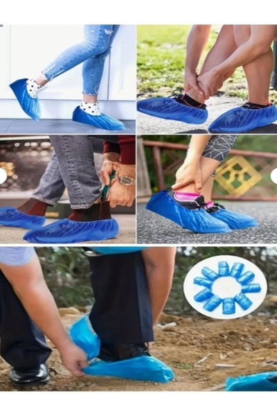 btm home 100 Adet Tek Kullanımlık Ayakkabı Koruma Poşeti Mavi Renkli Galoş