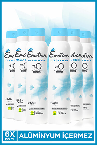 Emotion Ocean Fresh Kadın Vegan Deodorant 6x150ml Hızlı Kurur , Leke Bırakmaz
