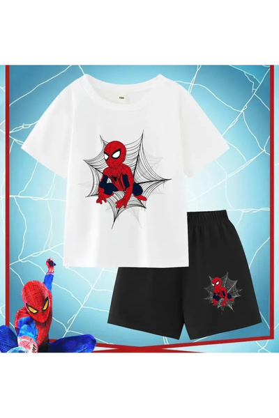 haha Boys Spiderman Printed T-Shirt - Shorts Set