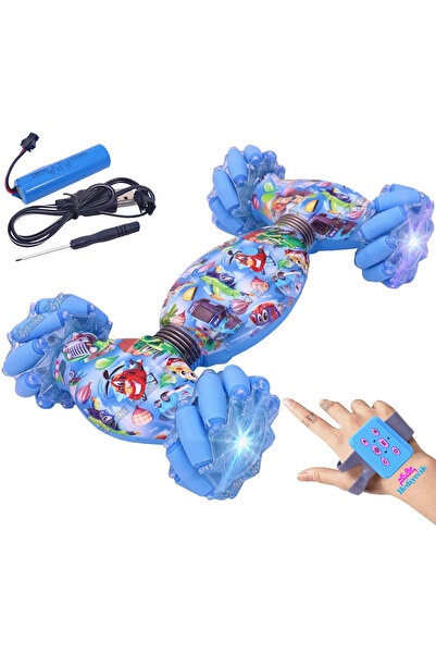 hediyecik Rc 4WD El Sensörlü Kontrol ve Uzaktan Kumandalı Full Fonksiyon Crazy Mavi Araba