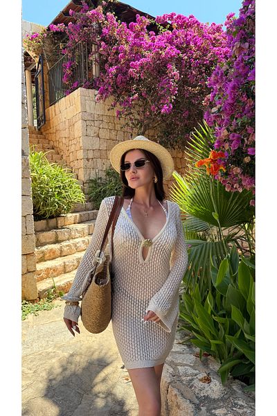 Julidress Φόρεμα παραλίας με χρυσό κουμπί με λεπτομέρεια ανοιχτόχρωμο μίνι μέγεθος